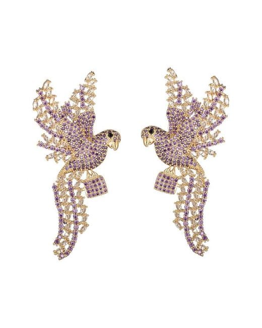 Eye Candy LA White Cz Flying Bird Statement Earrings