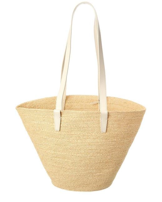 Céline Natural Classic Panier Raffia & Leather Tote