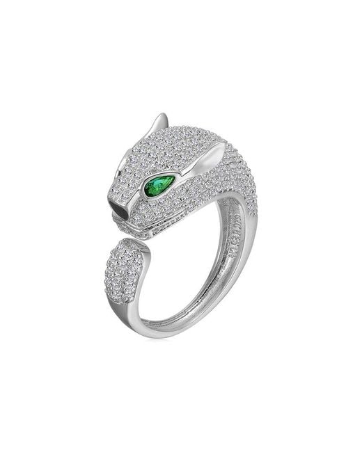 Rachel Glauber Metallic 14K Plated Cz Band Ring