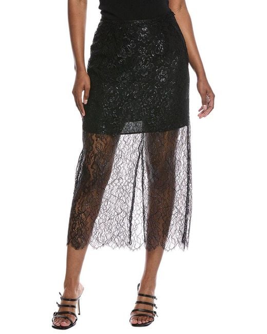 Cece Black Lace Midi Skirt