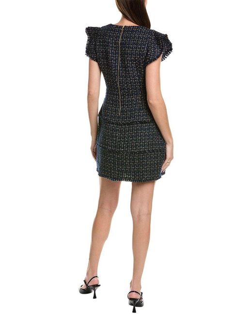 Sail To Sable Black Fringe Trim Wool-Blend Fit & Flare Dress