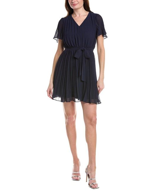 Sam Edelman Blue Pleated Plisse Mini Dress