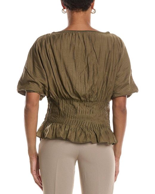 Estellina Brown Pleated Top