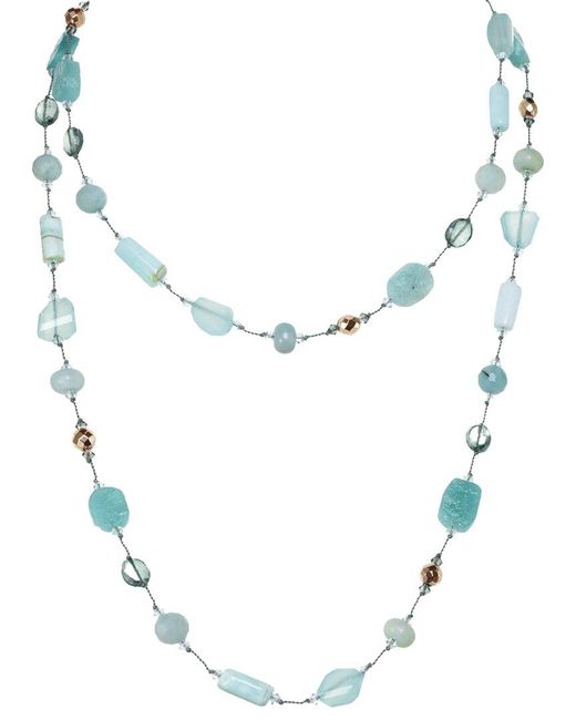 Margo Morrison Metallic Chalcedony, Amazonite, Pyrite, Opal Necklace