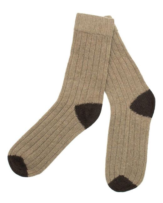 Portolano Natural Cashmere Contrast Ribbed Socks