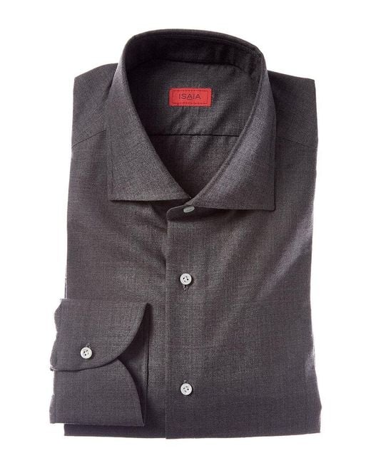 Isaia Gray Mix Cashmere Dress Shirt for men