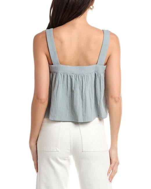 Femme Society Blue Sleeveless Linen-Blend Top