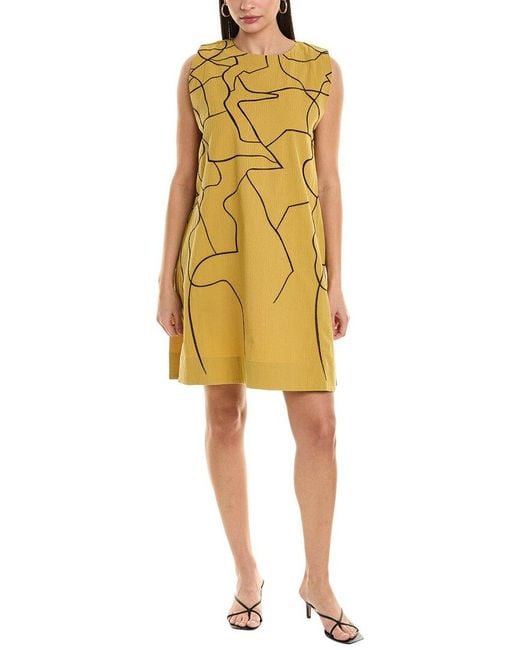 Alpha Studio Yellow Seersucker A-line Dress