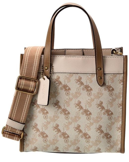 COACH Field Signature Carriage Coated Canvas & Leather Tote in Brown