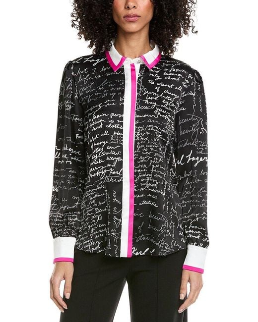 Karl Lagerfeld Black Script Blouse