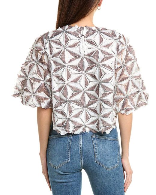 Gracia Gray Sequin Pinwheel Motif Top