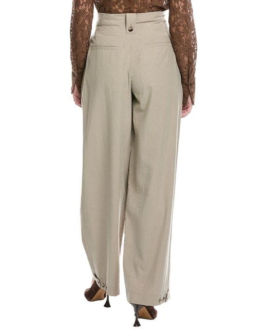 Nanushka Natural Jenci Wide Leg Silk-Blend Trouser
