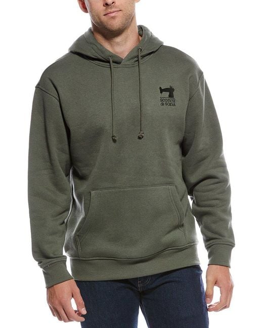 Scotch & Soda Green Fleece Graphic Hoodie for men