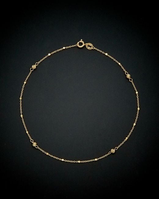 Italian Gold Black 14k Beaded Station Anklet