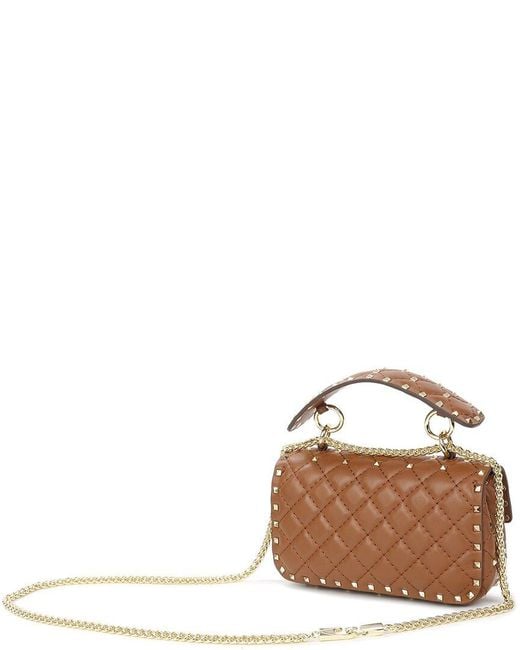 Tiffany & Fred Paris Brown Quilted & Studded Leather Crossbody