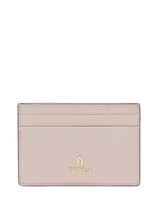 Furla Gray Camelia Leather Card Case