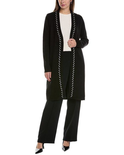 Tahari Black Whipstitch Cardigan