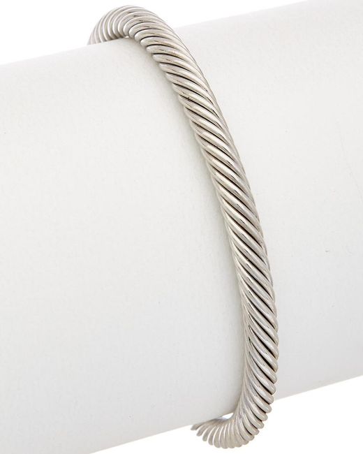 Juvell Metallic 18k Two-tone Plated White Topaz Bangle