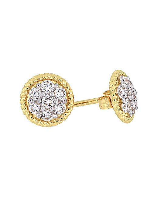 Diamond Select Cuts Metallic 14K & Rhodium Plated 0.49 Ct. Tw. Diamond Floral Studs