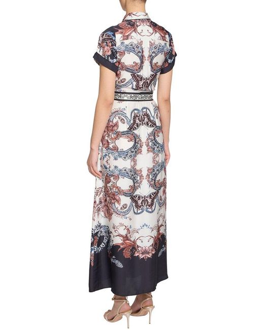 Marchesa Purple Belted Twill Shirt Dress
