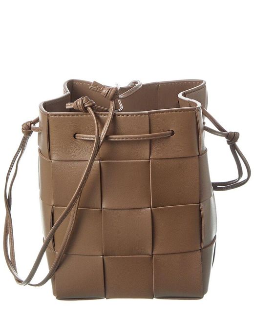 Bottega Veneta Brown Cassette Intrecciato Leather Bucket Bag