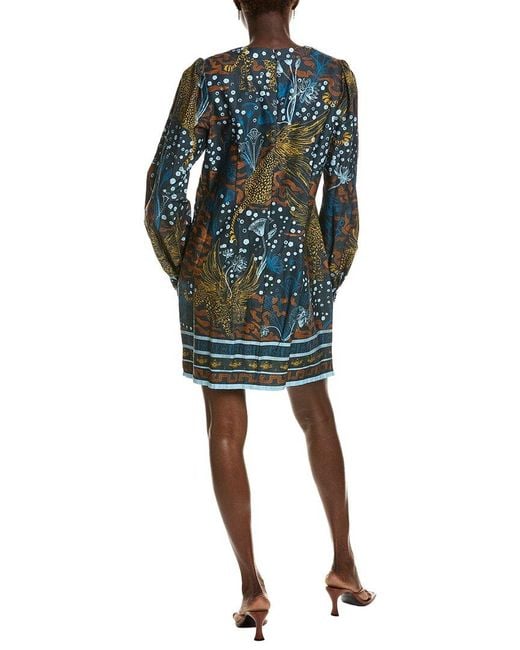 Marchesa Blue Flying Cheetah Mini Dress