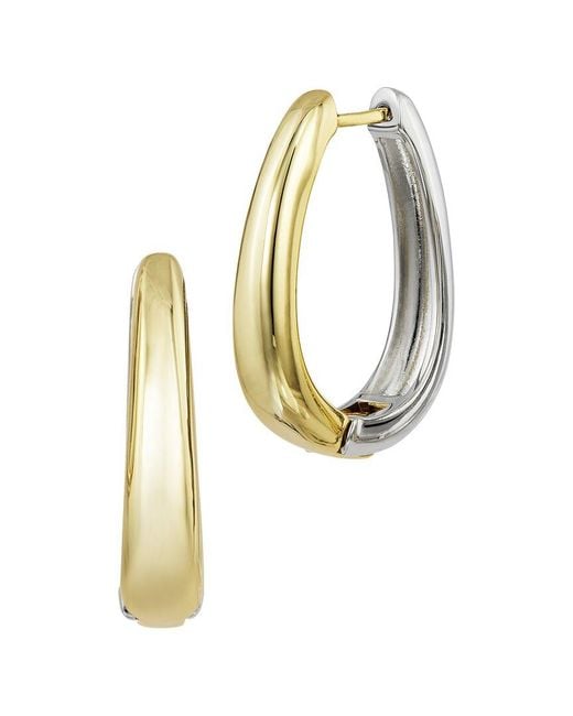 Savvy Cie White Two-Tone Plated Hoop Earrings