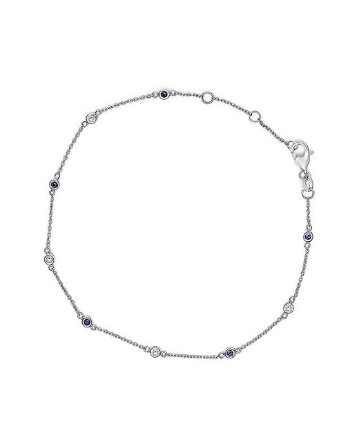 Haus of Brilliance White Colorful Gemstones 14K 0.34 Ct. Tw. Diamond & Sapphire Station Bracelet
