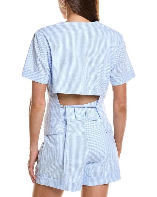 Rowing Blazers Blue Gingham Buckle Back Top