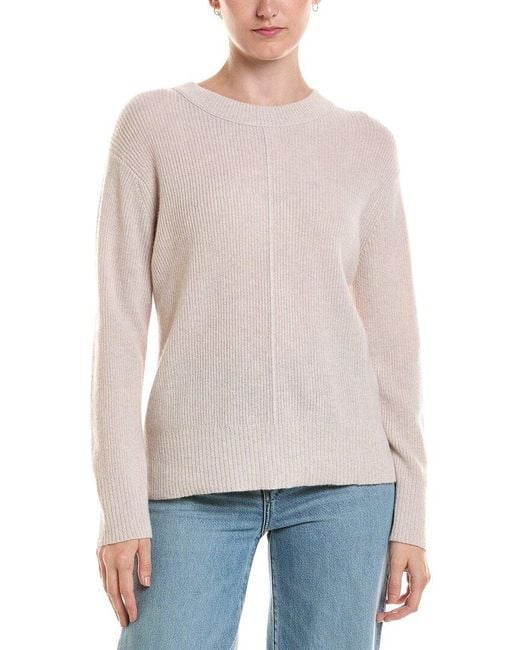 Forte White Rib Easy Crewneck Cashmere Sweater