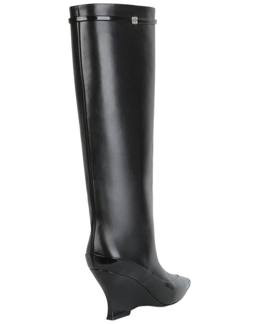 Givenchy Black Raven Tall Leather Wedge Boot