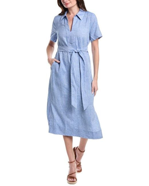 Tommy Bahama Coastalina Popover Linen Midi Dress in Blue | Lyst