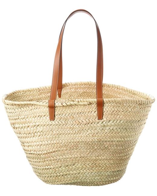 Celine Large Triomphe Raffia & Leather Basket Tote | Lyst