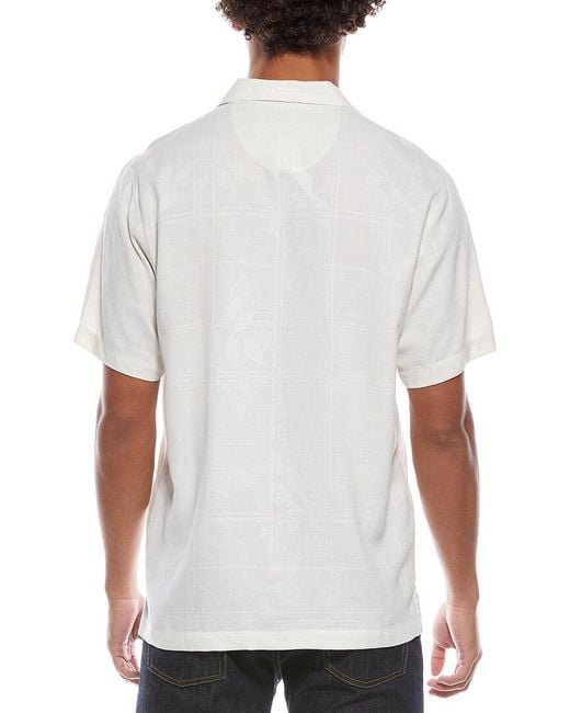 Tommy Bahama White Pina Palms Silk Camp Shirt for men