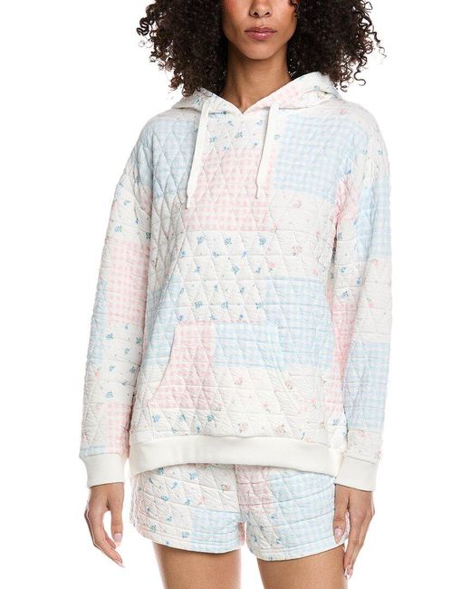 Vintage Havana White Patchwork Quilted Hoodie