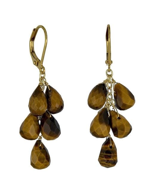 Rachel Reinhardt Jewelry Metallic Tigers Eye Teardrop Cluster Earrings