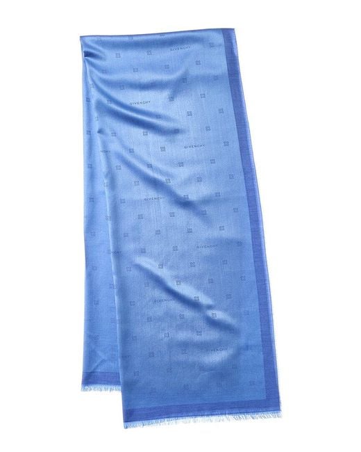 Givenchy Blue Silk-Blend Scarf