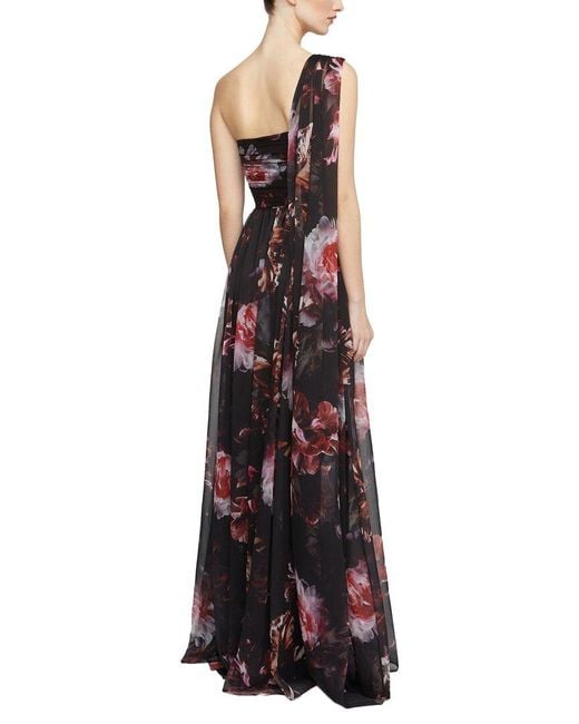 Halston Heritage Red Lina Chiffon Gown
