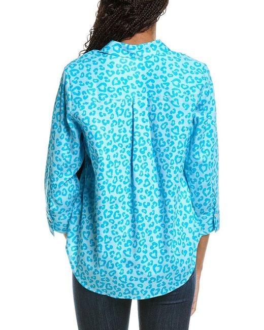 Foxcroft Blue Margie 3/4-Sleeve Cheetah Shirt