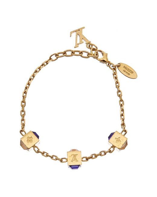 Gucci Double G Key Bracelet with Crystals, Gold-Toned Metal, Gold-Toned Metal