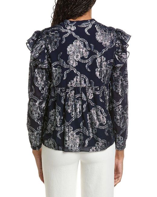 Sail To Sable Black Ruffle Neck Tie Front Top