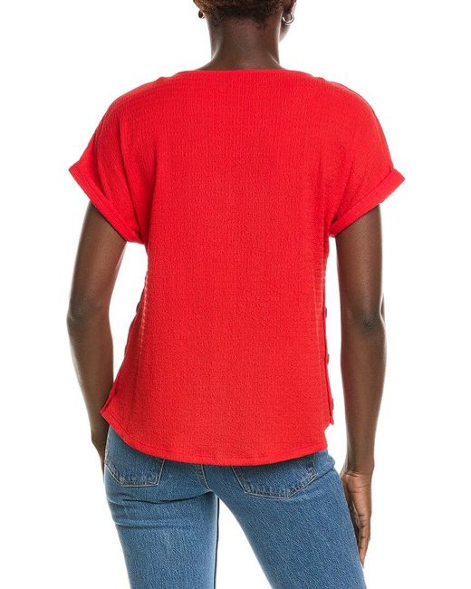 Jones New York Red Seabreeze Crinkle Top