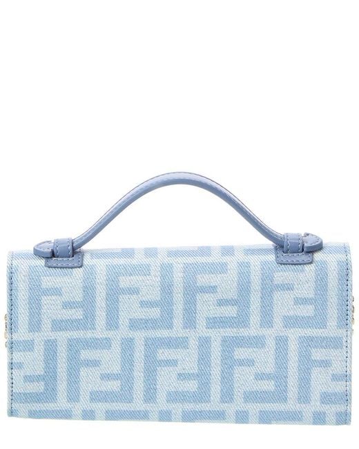 Fendi Blue Baguette Denim Wallet On Chain