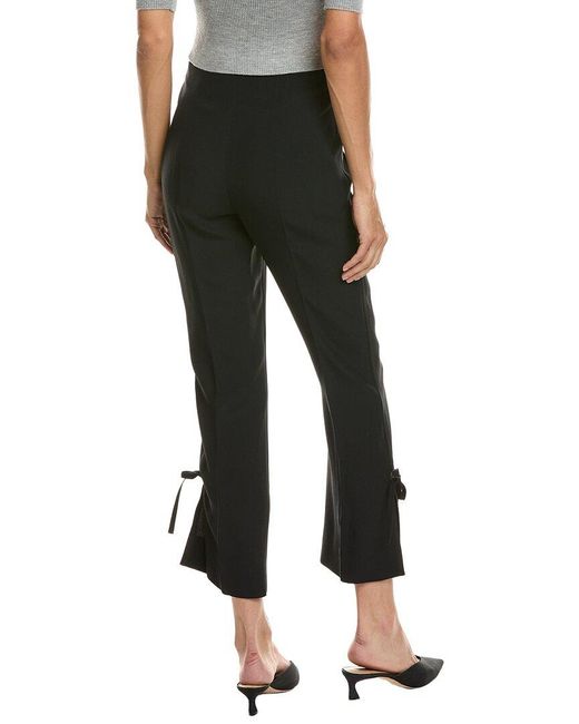 Prada Black Bow Embellished Cropped Crepe Straight Leg Pant