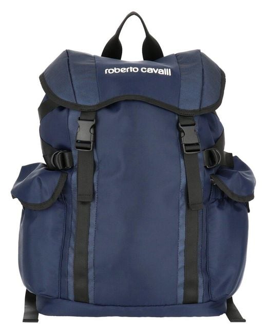 Roberto Cavalli Blue Casual Sport Utility Logo Backpack