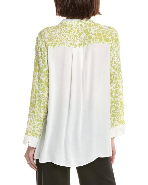 Lemon Grass Yellow Flip Collar Button Down Blouse