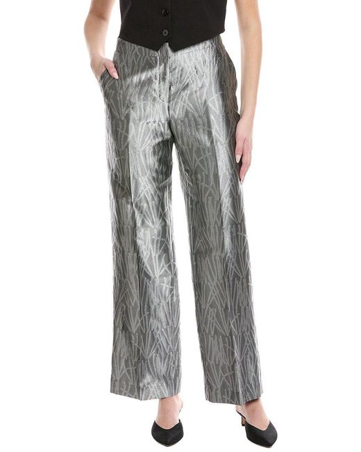 Lafayette 148 New York Gray Gates Silk-Blend Pant