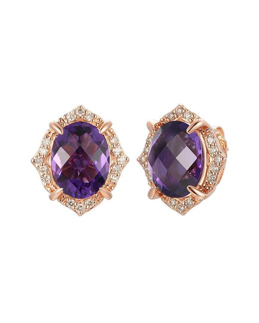 Le Vian Purple 14k Strawberry Gold® 5.23 Ct. Tw. Diamond & Dark Amethyst Earrings