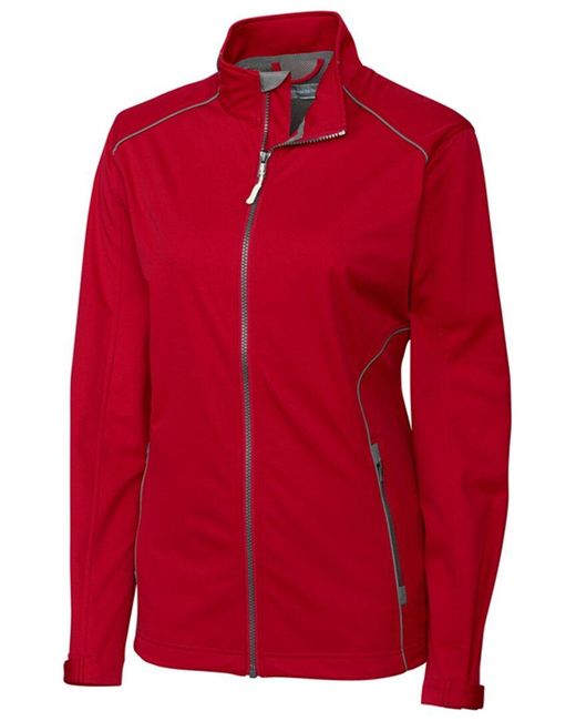 Cutter & Buck Red Weathertec Opening Day Softshell Raincoat