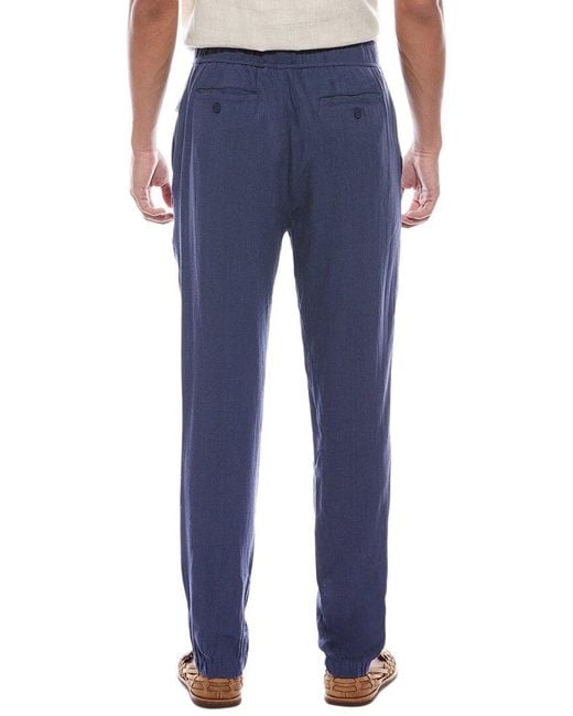 Onia Blue Linen-Blend Pant for men